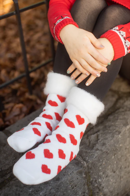 New Zealand Bed Socks with Hearts - Image 2