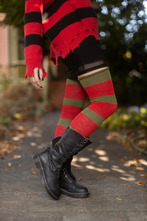 Nightmare Sweater Stripes Thigh High - Image 3