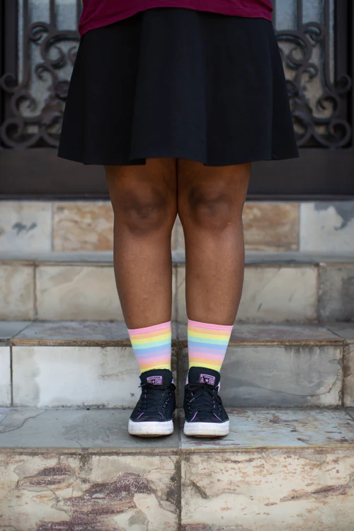 Pastel Rainbow Striped Crew - Image 2