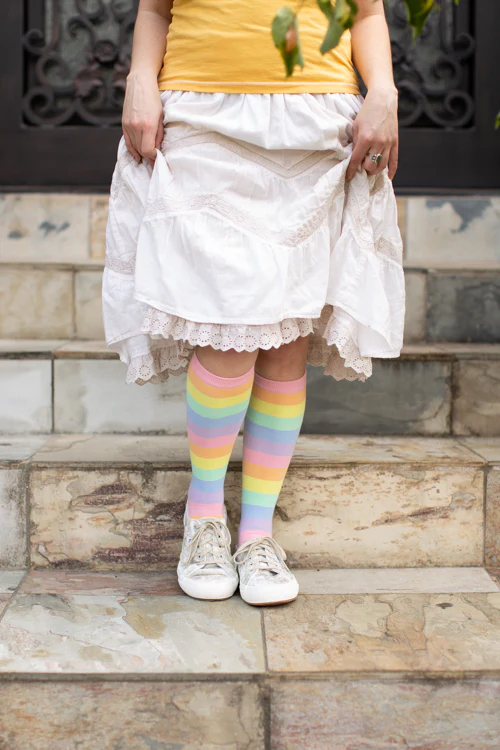 Pastel Rainbow Striped Knee High - Image 2
