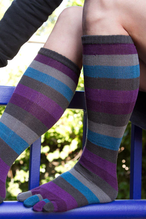 Peacock Stripe Toe Socks - Image 2