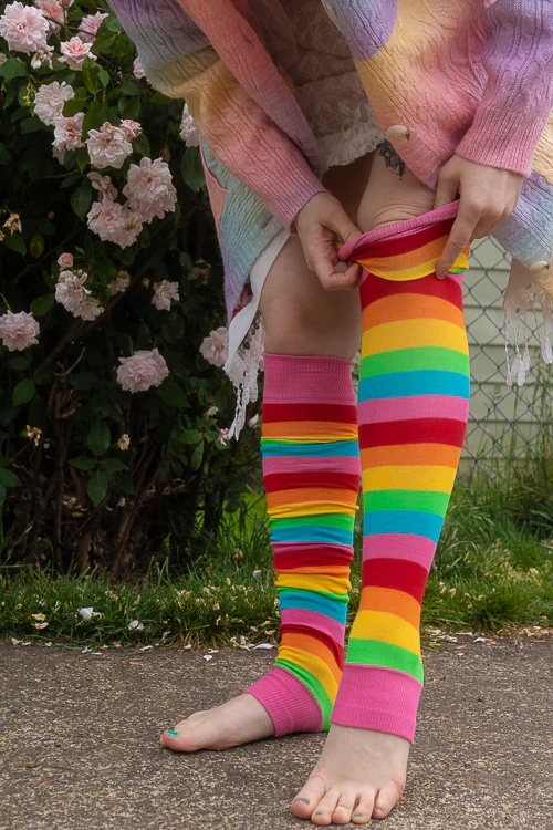 Pink Rainbow Leg Warmers - Image 4