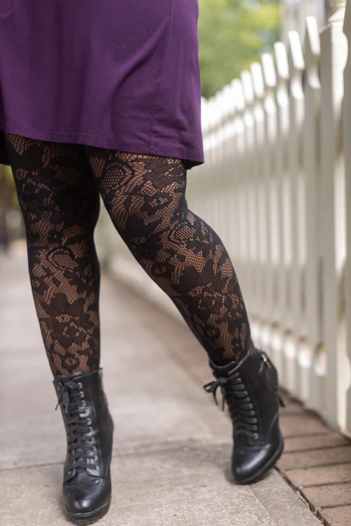 Plus Size Floral Lace Fishnet Tights - Image 8