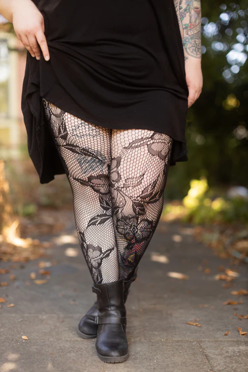 Plus Size Florals in Bloom Net Tights - Image 2