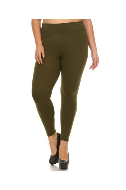 Plus Size High Waisted Fleece Lined Leggings - Image 18
