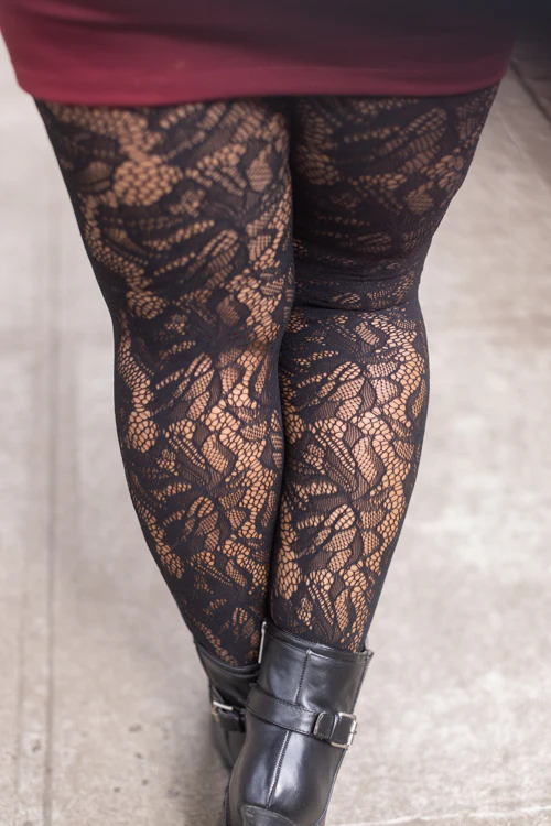 Plus Size Illustrated Flora Net Tights - Image 5