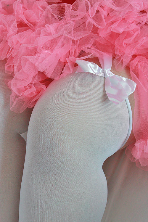 Plus Size Opaque Thigh High Stockings with Bow - Image 4