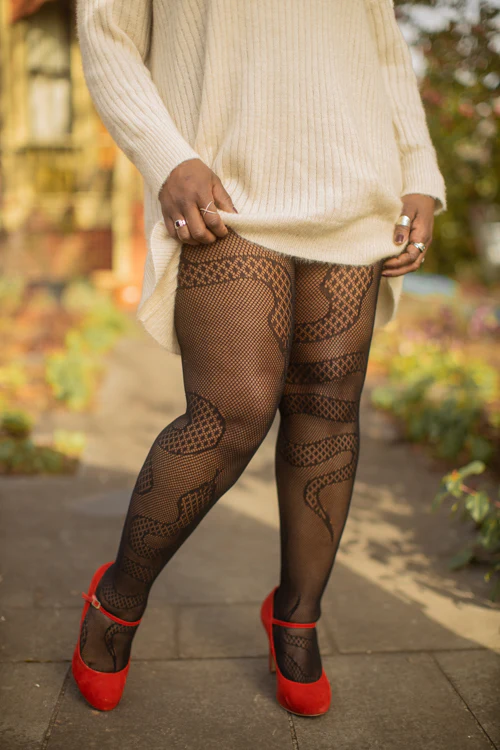 Plus Size Snake Net Tights - Image 3