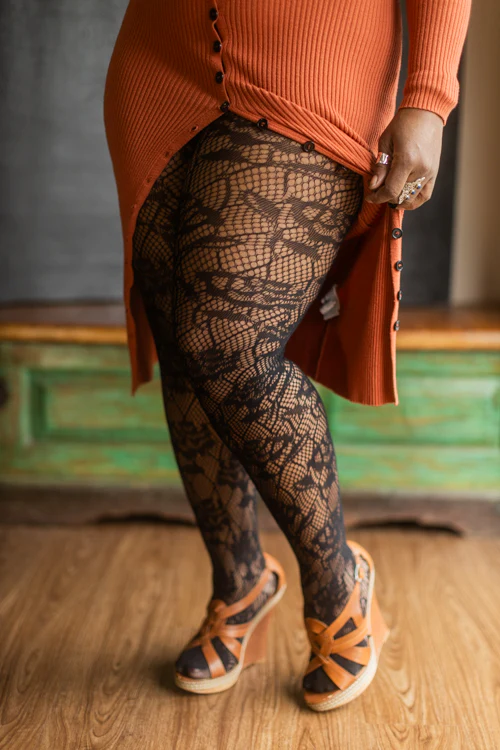 Plus Size Wild Rose Net Tights
