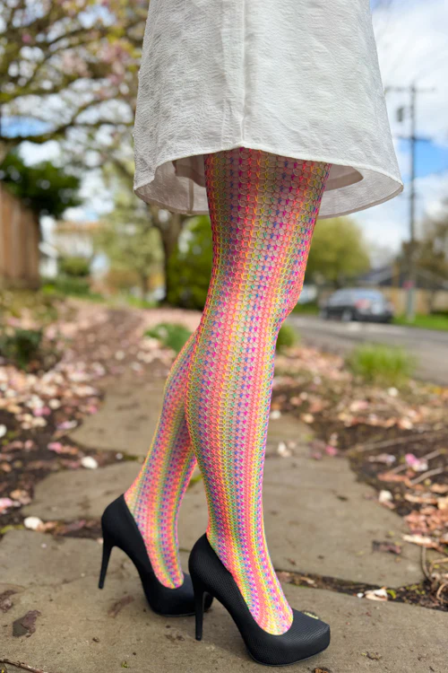 Rainbow Crochet Net Tights - Image 3