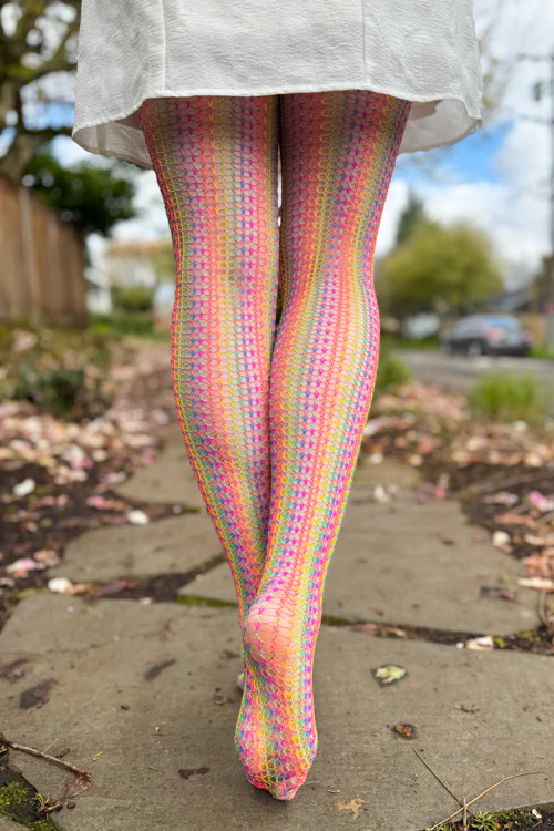 Rainbow Crochet Net Tights - Image 4