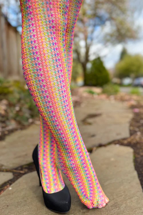 Rainbow Crochet Net Tights - Image 6