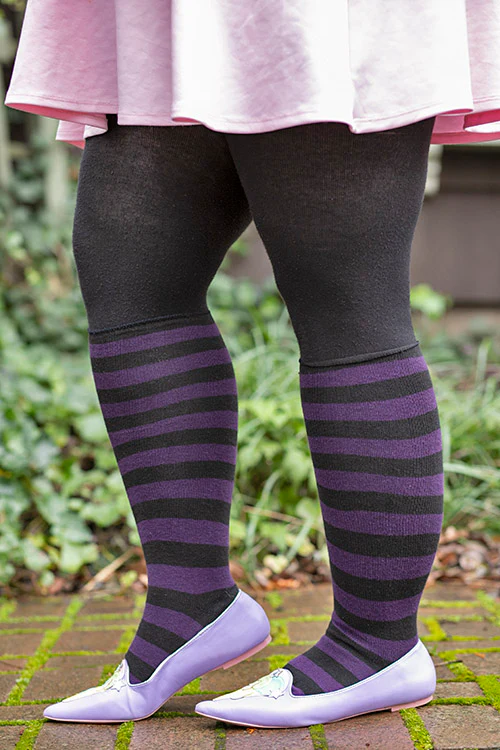 Roll Top Striped Knee High Socks - Image 10