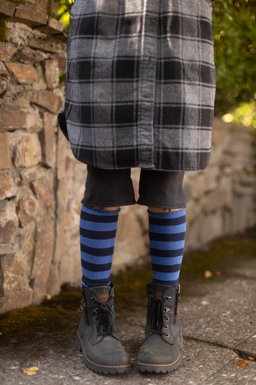 Roll Top Striped Knee High Socks - Image 17