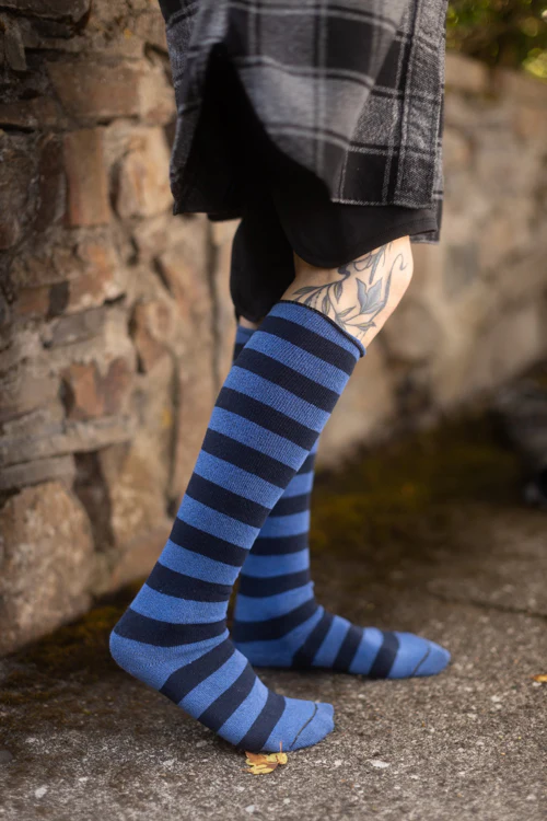 Roll Top Striped Knee High Socks - Image 19