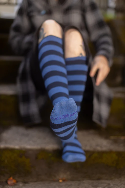 Roll Top Striped Knee High Socks - Image 20