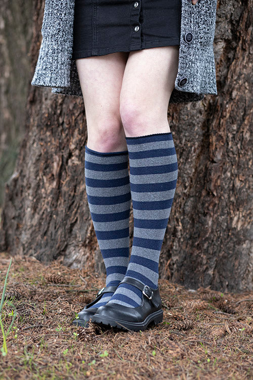 Roll Top Striped Knee High Socks - Image 21