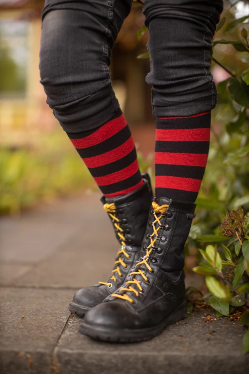 Roll Top Striped Knee High Socks - Image 3