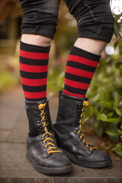 Roll Top Striped Knee High Socks - Image 5
