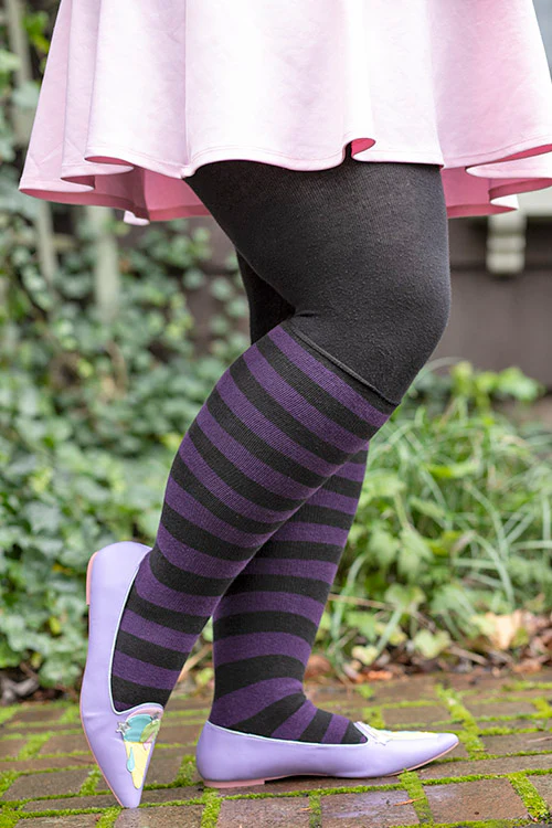 Roll Top Striped Knee High Socks - Image 9