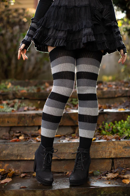 Shadow Stripes Thigh High Socks - Image 3