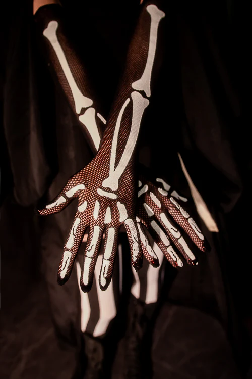 Skeleton Fishnet Long Gloves - Image 2