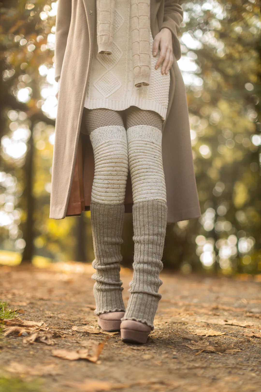 Slinky Tweed Knit Thigh High Socks - Image 18