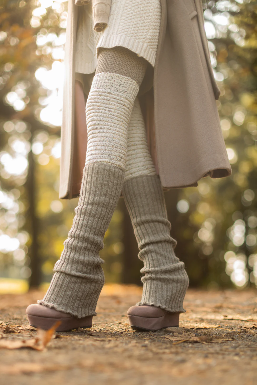 Slinky Tweed Knit Thigh High Socks - Image 19