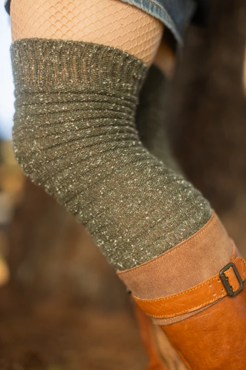 Slinky Tweed Knit Thigh High Socks - Image 23