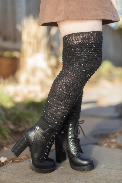 Slinky Tweed Knit Thigh High Socks - Image 4