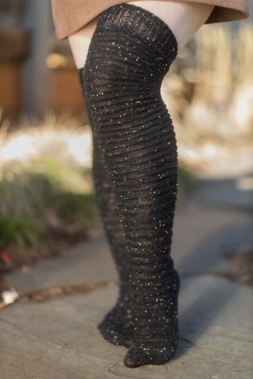 Slinky Tweed Knit Thigh High Socks - Image 5