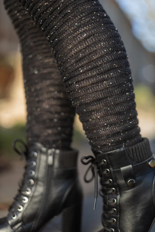 Slinky Tweed Knit Thigh High Socks - Image 6