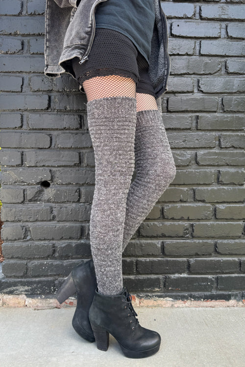 Slinky Tweed Knit Thigh High Socks - Image 7