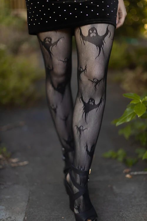 Spooky Ghost Fishnet Tights - Image 3