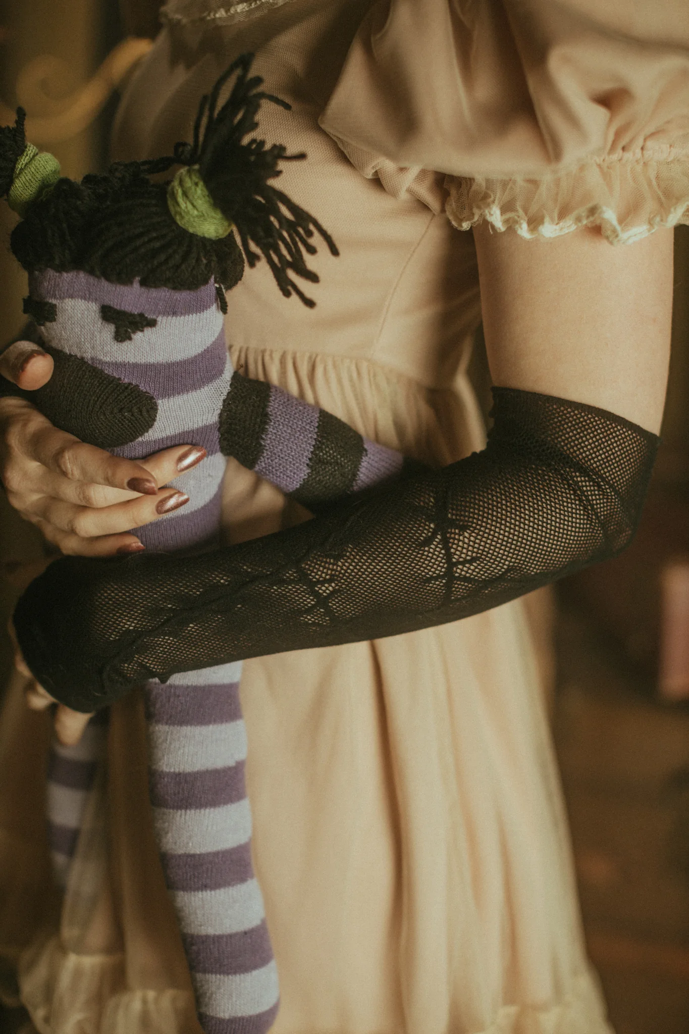 Stitched Up Fishnet Arm Warmers - Image 3