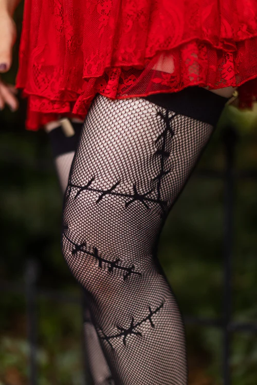 Stitched Up Fishnet Thigh High - Image 3