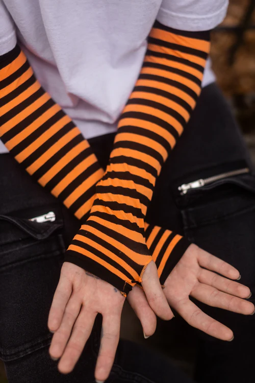 Striped Nylon Arm Warmers - Image 4