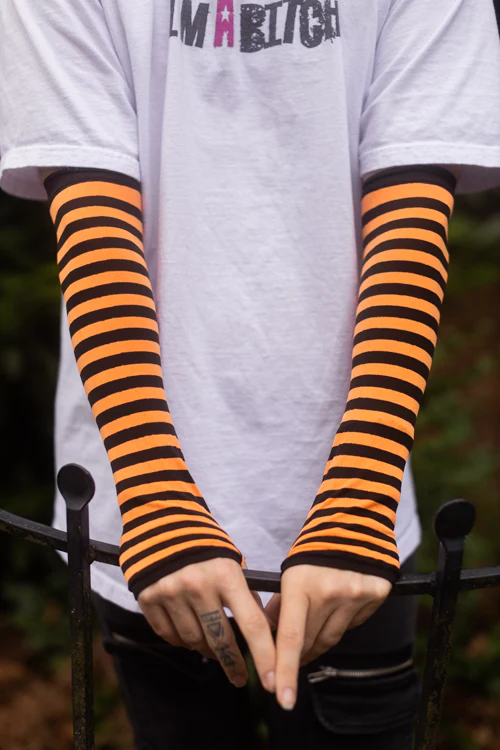 Striped Nylon Arm Warmers - Image 5