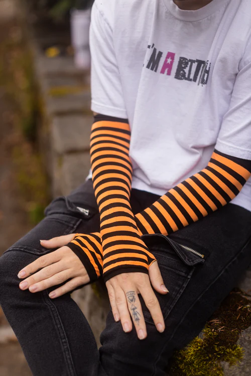 Striped Nylon Arm Warmers - Image 6