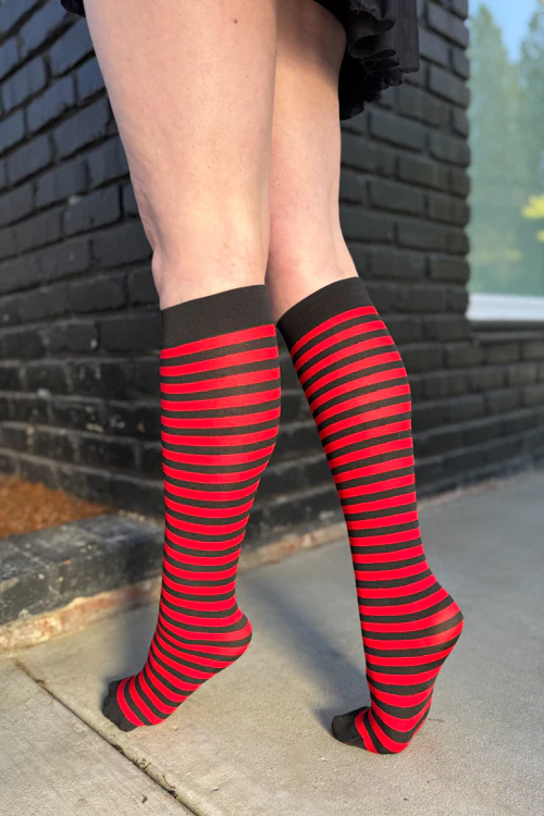 Striped Nylon Knee Highs - Image 3