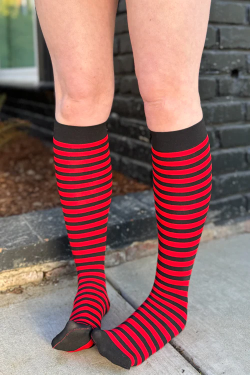 Striped Nylon Knee Highs - Image 5