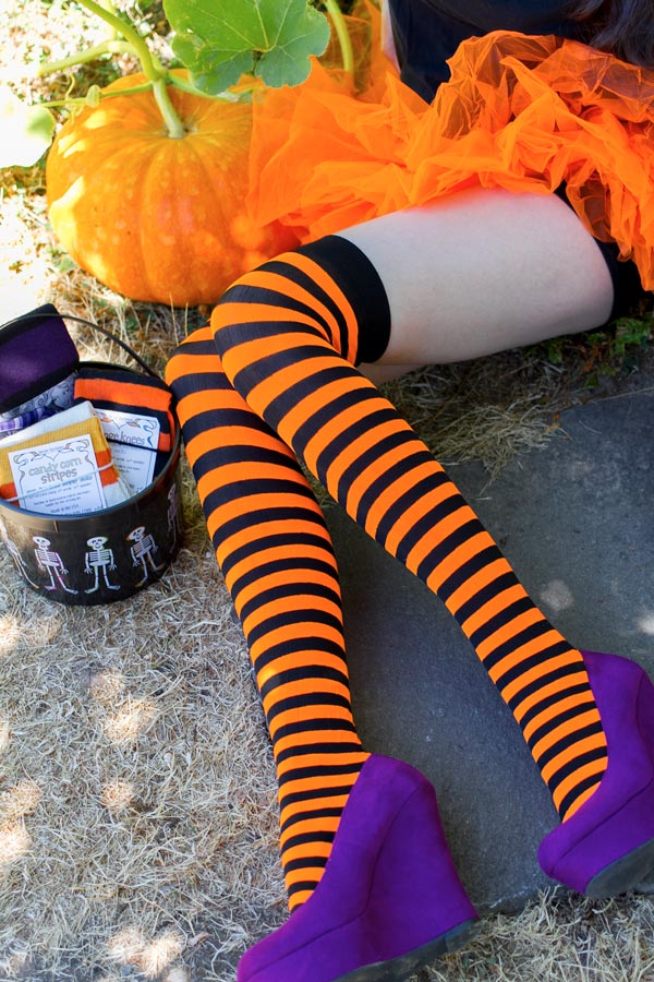 Striped Nylon Thigh Highs - Image 23
