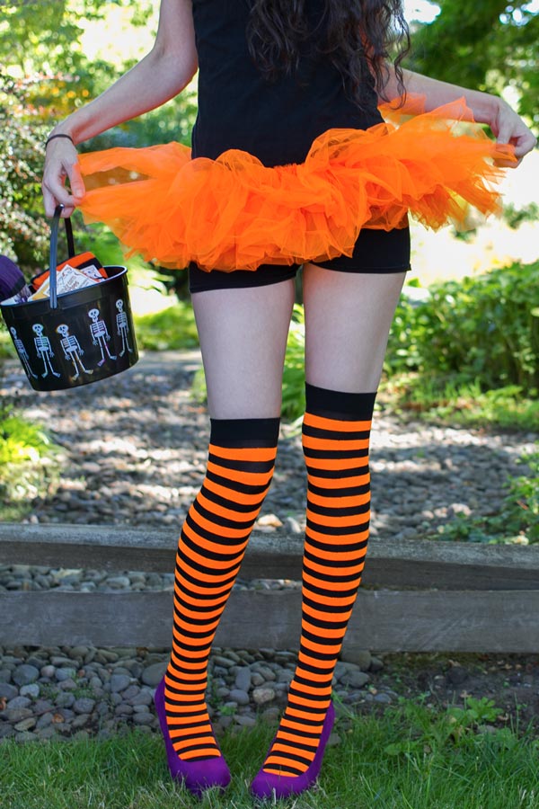 Striped Nylon Thigh Highs - Image 25