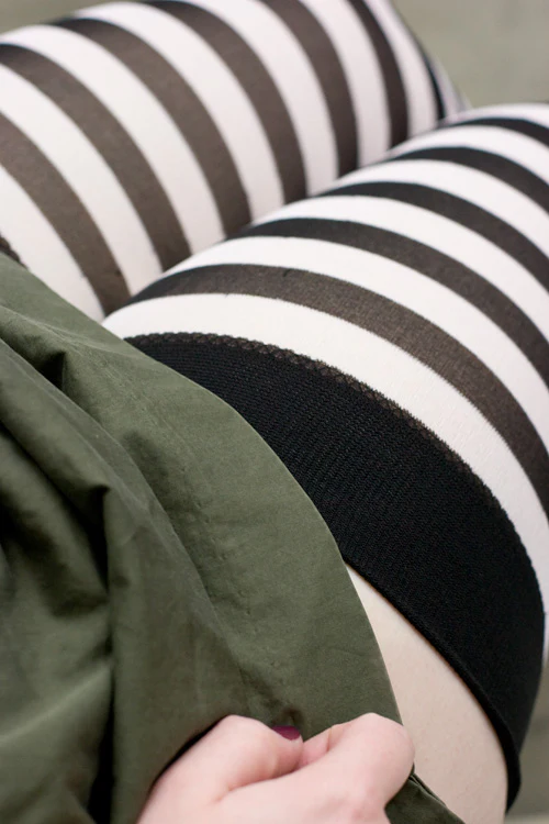 Plus Size Striped Nylon Thigh Highs - Image 2