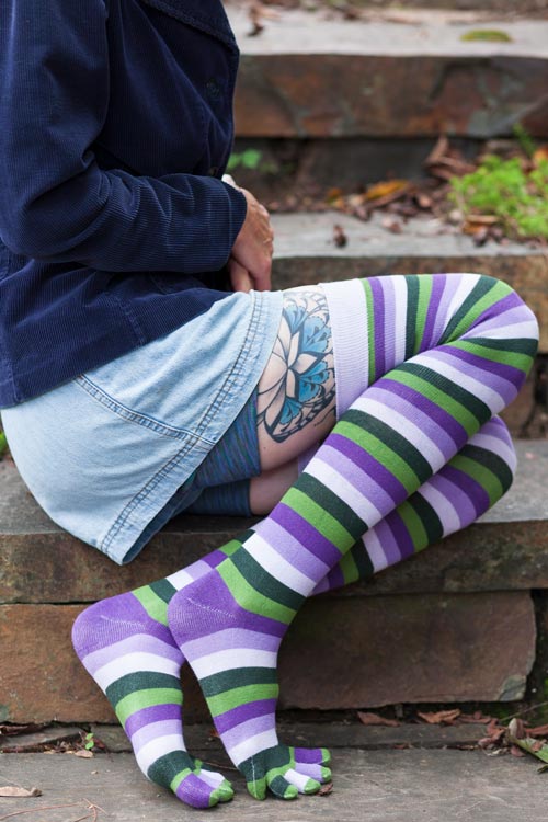 Striped Over the Knee Toe Socks - Image 22
