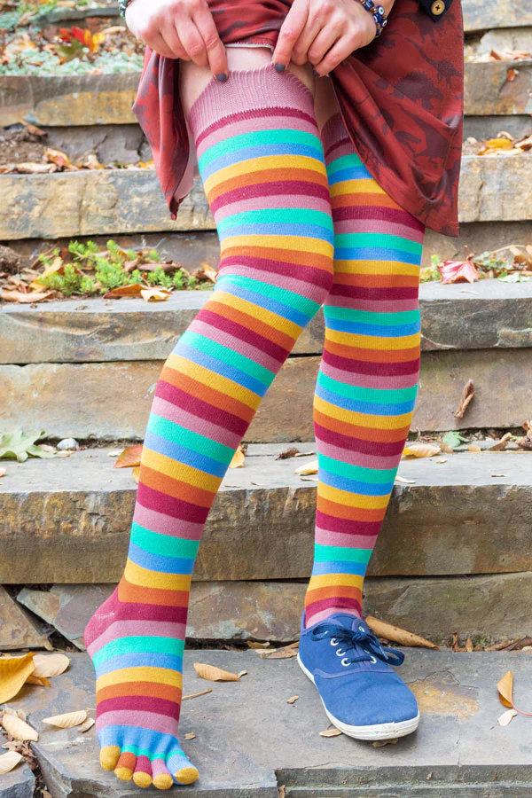 Striped Over the Knee Toe Socks - Image 25