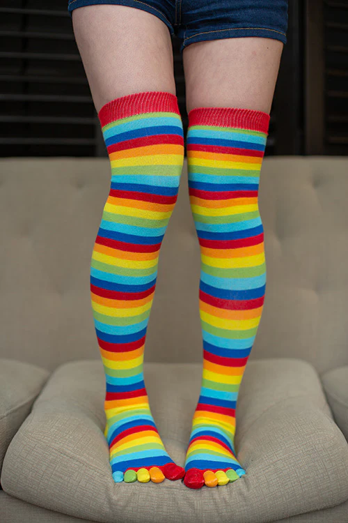 Striped Over the Knee Toe Socks - Image 28