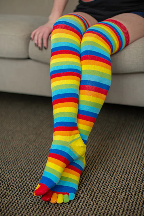 Striped Over the Knee Toe Socks - Image 29