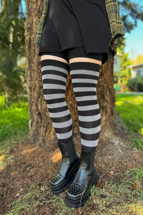 Striped Over the Knee Toe Socks - Image 35