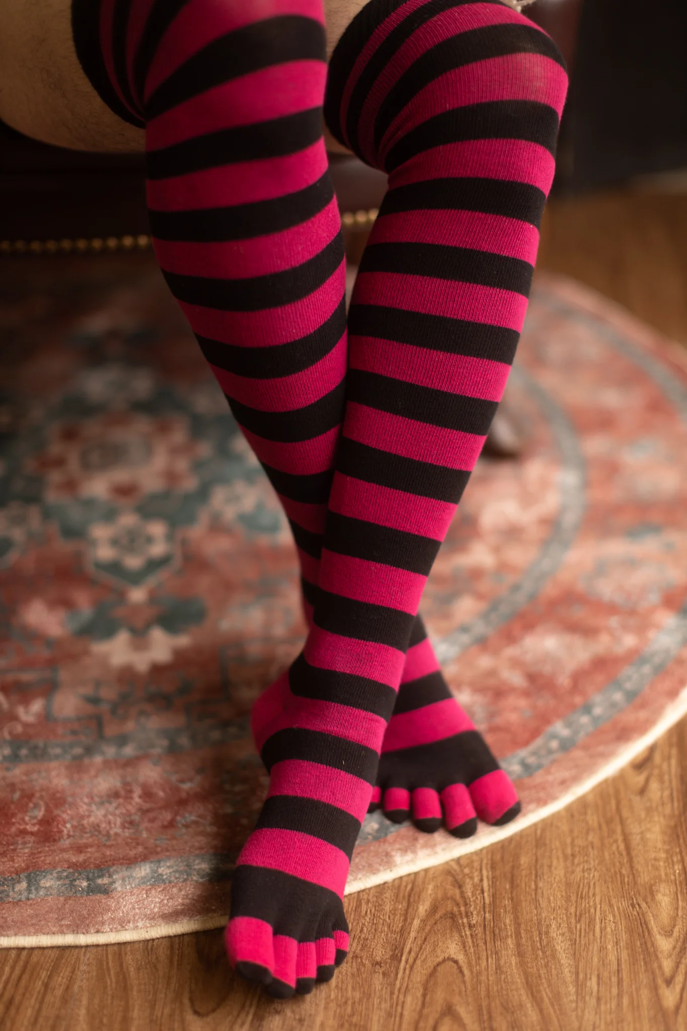 Striped Over the Knee Toe Socks - Image 5